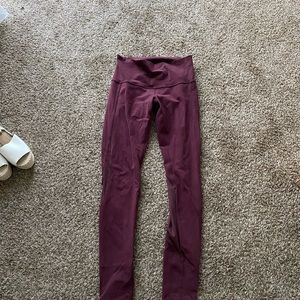Long maroon Lululemon leggings size 8